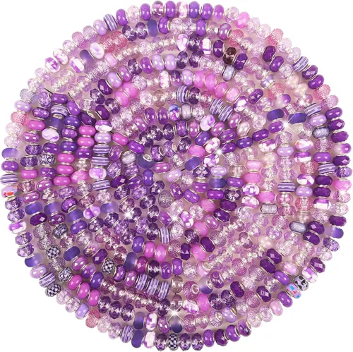 Vista 19 de 60 Piezas Cuentas Espaciadoras de Agujero Grande Cuentas Negras Surtidas Europeas para Manualidades Cuentas Grandes de Agujero Grande Lampwork