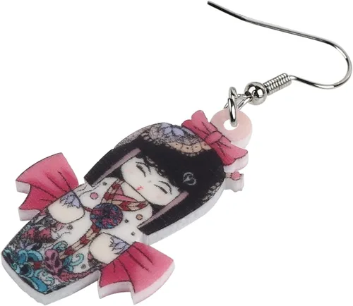 Vista 30 de DUOWEI Aretes de acrílico estilo japonés con diseño de anime para muñeca, colgantes, joyería para mujer