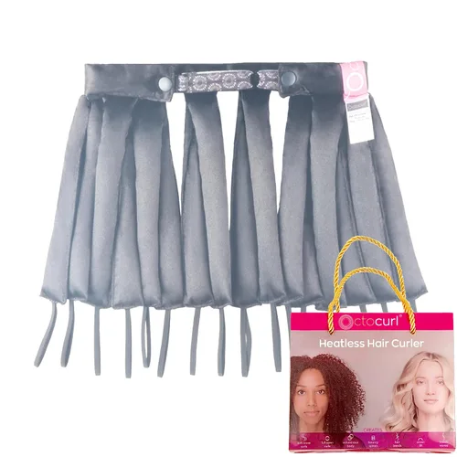 Vista 13 de Octocurl Diadema sin calor, rizadores de pelo para dormir, rizadores sin calor para cabello largo (algodón, rosa)