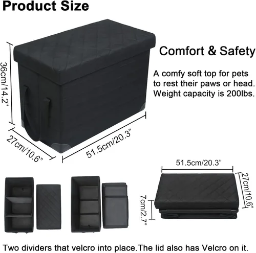 Vista 2 de LIONROGE Extensor de asiento trasero de automóvil para perros grandes de hasta 200 libras, extensor de asiento trasero y delantero con Negro