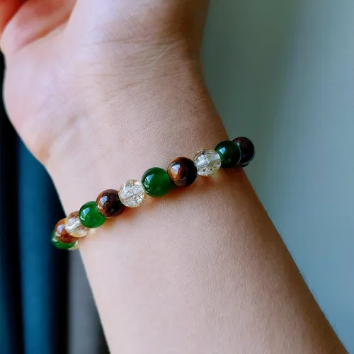 Vista 51 de Pulseras de triple protección con piedra de ojo de tigre de obsidiana negra con hematita para hombres y mujeres, pulsera de piedra curativa
