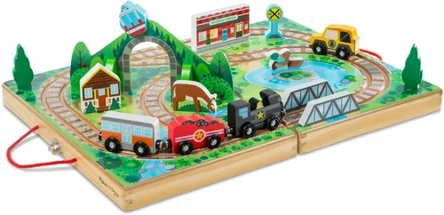 Vista 10 de Melissa & Doug Juego de aeropuerto para llevar, vehículos, pistas incorporadas para niños y niñas de 3 años en adelante - Certificado FSC