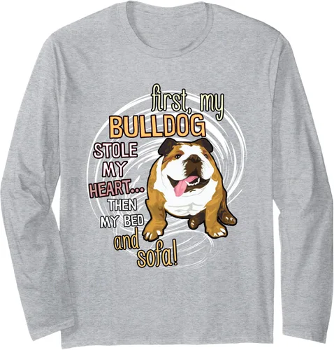 Vista 3 de Funny Bulldog Long Sleeve Tshirt for English Bulldog Lovers Negro