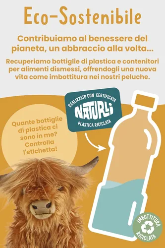 Vista 9 de Living Nature Highland Cow - Animal de peluche marrón Juguete de granja de felpa de primera calidad Regalo de juguete suave para niños