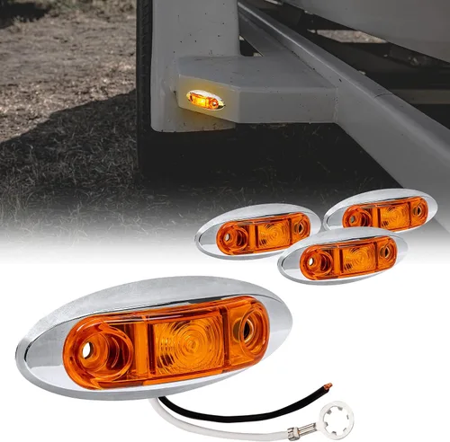 Vista 35 de TRUE MODS Luz de marcador LED de 2.5" ámbar para remolque con bisel cromado [DOT FMVSS 108] [SAE P2] [montaje superficial] [impermeable IP67] Luces