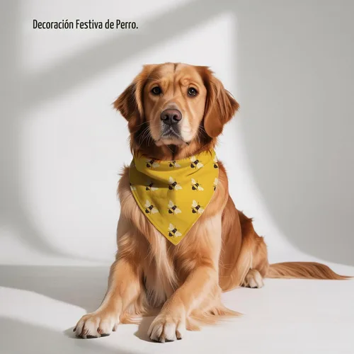 Vista 2 de Yellow Bees - Pañuelos para perro, bufanda de abeja de abeja, accesorios de disfraz para perros medianos y grandes