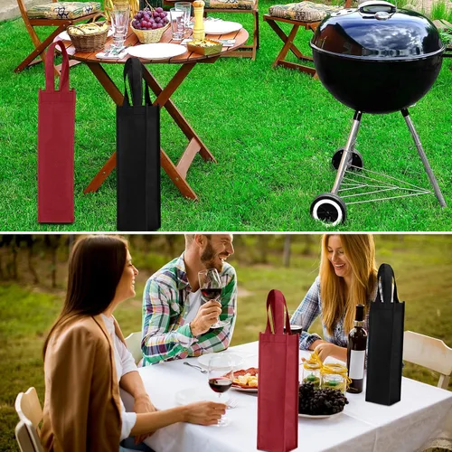 Vista 4 de Abbylike 48 bolsas de regalo de vino coloridas a granel, bolsas de regalo de vino no tejidas, bolsas de regalo de vino reutilizables con asa