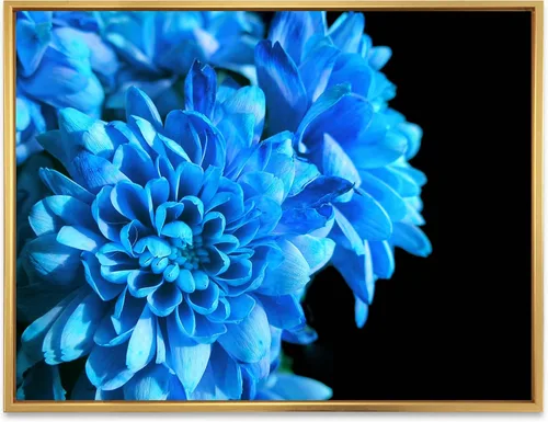 Vista 6 de DesignQ Lienzo enmarcado tradicional con flores silvestres azules con hojas verdes II