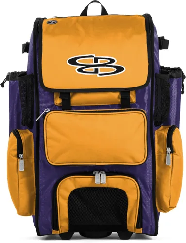 Vista 45 de Boombah Rolling Superpack - Bolsa para equipo de béisbol/sóftbol, varios colores, mango telescópico y capacidad para 4 murciélagos, versión con Negro