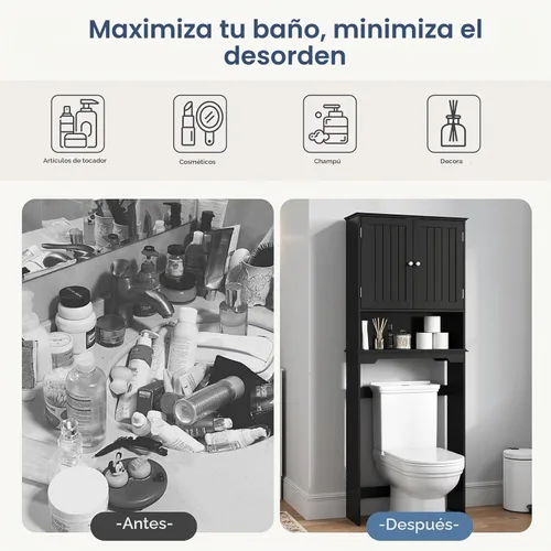 Vista 7 de OLIXIS Gabinete de almacenamiento sobre el inodoro, estantes de baño con Negro mate
