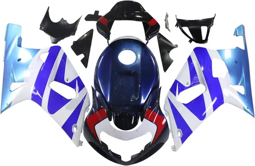 Vista 35 de Kit de carenado de llama azul negro de plástico ABS para Suzuki GSXR600 GSXR750 K1 2000-2003 Carenados GSX-R600 GSX-R750 2001 2002 2003 Inyección