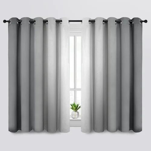 Vista 85 de SimpleHome Cortinas degradadas degradadas para oscurecer la habitación de 36 pulgadas de largo para dormitorio, con ojales y bloqueo de luz Negro