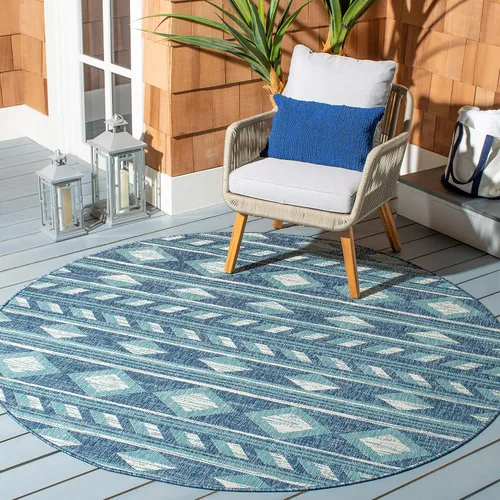 Vista 9 de SAFAVIEH Courtyard Collection CY8529 - Alfombra de pasillo de 2 pies 3 pulgadas x 6 pies 7 pulgadas, color azul marino y aguamarina CY8529