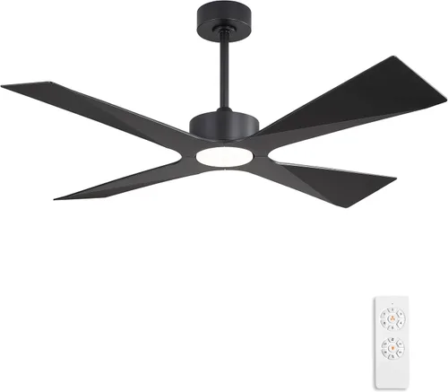 Vista 11 de WINGBO Ventilador de techo para exteriores de 64 pulgadas con clasificación húmeda, 4 cuchillas de plástico ABS, motor CC reversible, control remoto