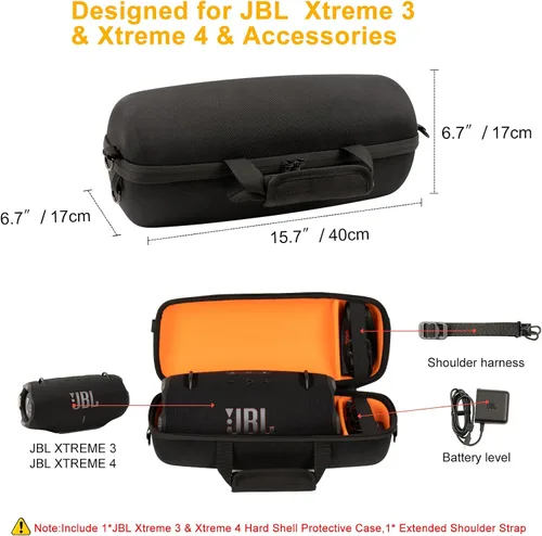 Vista 2 de Funda rígida compatible con altavoz Bluetooth JBL Xtreme 4/Xtreme 3, bolsa de almacenamiento de transporte de viaje con correa de hombro de repuesto