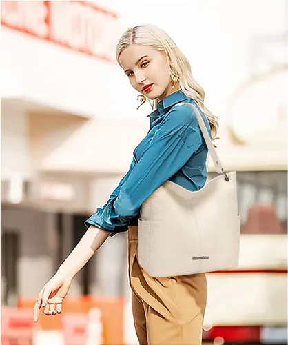 Vista 3 de Montana West Stone Washed Leather Hobo Purses for Women Soft Top Handle Shoulder Bag