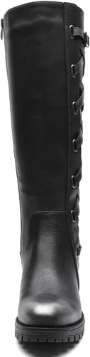 Vista 3 de GLOBALWIN Botas de moda con cordones en la espalda para mujer, altura hasta la rodilla, para otoño e invierno