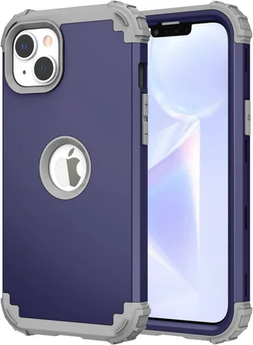 Vista 11 de Ankoe Funda para iPhone 14 Plus, resistente, protección contra caídas, policarbonato duro, silicona suave, combo híbrido de protección contra Negro