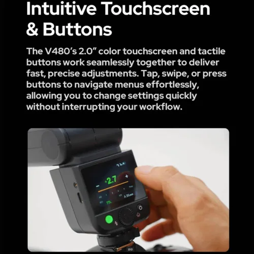 Vista 2 de Godox V480 Flash para Canon Ttl and Manual Flash, Guide Number ~gn50, High-Speed Sync Up to 1/8000 Second, 7.2v/2200mah Removable Li-Ion Battery