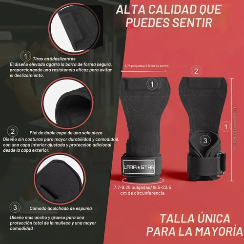 Vista 2 de LARA STAR Correas de muñeca de levantamiento de pesas para un máximo agarre de apoyo, correa de elevación para levantamiento de pesas, agarre