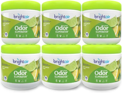 Vista 13 de Bright Air 14 oz. Super eliminador de olores, para espacios medianos, aroma de cítricos frescos, caja de 6, ambientador, aceites esenciales