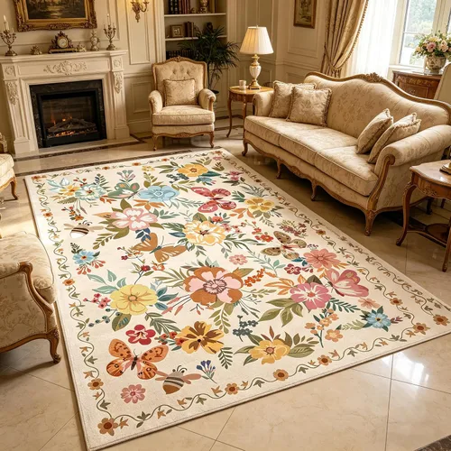 Vista 32 de UKELER Tapete antideslizante para puerta, alfombras de acento modernas para entrada, estilo romántico campestre americano, alfombras de algodón