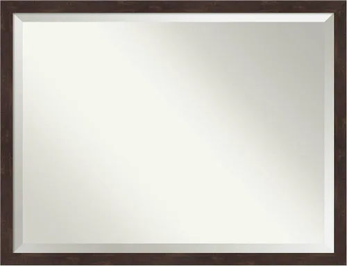 Vista 59 de Amanti Art Espejo de pared marrón de 26 x 22 pulgadas, espejo rectangular de baño de Alejandría marrón rústico para decoración de pared, sala