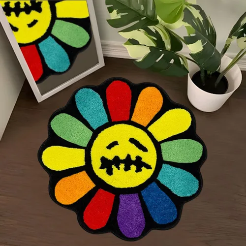 Vista 27 de Trippy Alfombra de Cara Feliz Alfombras Geniales Tufted de Secado Rápido Tapetes de Baño para Baño Antideslizantes Tapete de Baño Absorbente de Agua