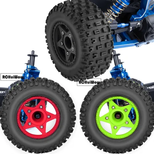 Vista 7 de Ruedas y neumáticos hexagonales RC de 0.472 in/0.551 in para camión escala 1/10, neumáticos de camión RC para 1/10 Slash 2WD 4×4 Senton Axia1 L0SI