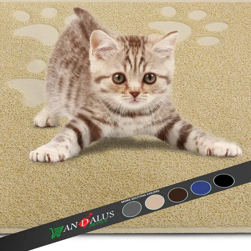 Vista 8 de Andalus Tapete Pequeño para Arena de Gatos, Paquete de 2 - Impermeable, Antideslizante y Fácil de Limpiar, Tapete para Caja de Arena de Gatos