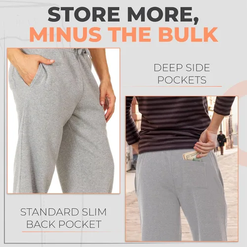 Vista 6 de UNIQUE STYLES ASFOOR Pantalones deportivos de forro polar para hombre, pantalones de descanso para hombre, pantalones deportivos para hombre