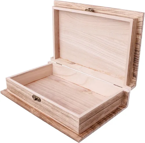 Vista 6 de Caja de madera con cierre con bisagras, caja de almacenamiento de joyas, organizador de artículos diversos