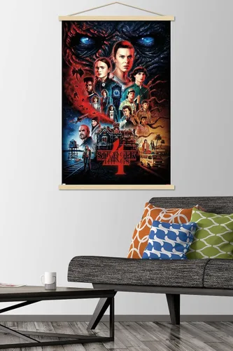 Vista 2 de Trends International Netflix Stranger Things: Season 4 - Póster de pared de una hoja, 22.375 x 34 pulgadas, paquete de impresión premium y colgador