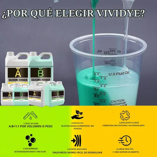 Vista 3 de Kit de fabricación de moldes de silicona de 46 onzas, goma de silicona súper elástica 15A para hacer moldes de bricolaje, kit de moldes de silicona