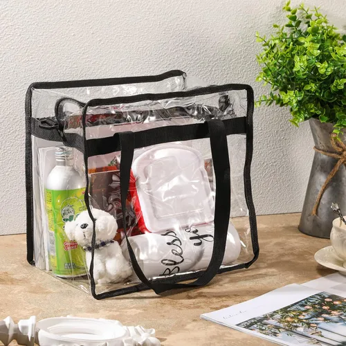Vista 7 de 6 bolsas transparentes de mano, bolsa de hombro para estadio aprobada por seguridad, cierre de cremallera, 12 x 12 x 6 pulgadas, mujeres adultas