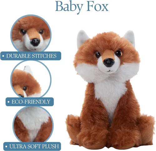 Vista 8 de The Petting Zoo Peluche de zorro, regalos para niños, animales del zoológico Wild Onez Babiez, juguete de peluche de zorro de 6 pulgadas