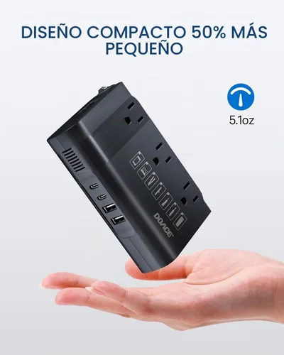 Vista 7 de DOACE Convertidor de voltaje de EE. UU. a Europa para alisador de cabello Negro