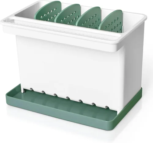 Vista 9 de JOMOLA Organizador de fregadero de cocina, soporte para esponjas y cepillos de dientes para baños, soporte para utensilios de cocina, organizador