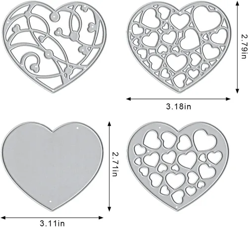 Vista 2 de 4 troqueles de corte de metal con fondo de corazón de San Valentín para suministros de fabricación de tarjetas, troqueles para el día de San 4