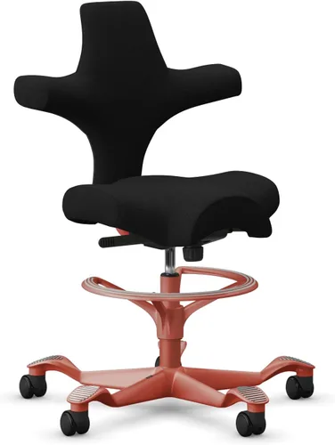 Vista 37 de HAG Capisco Silla de escritorio estándar ajustable, marco negro, asiento negro de vinilo ónix