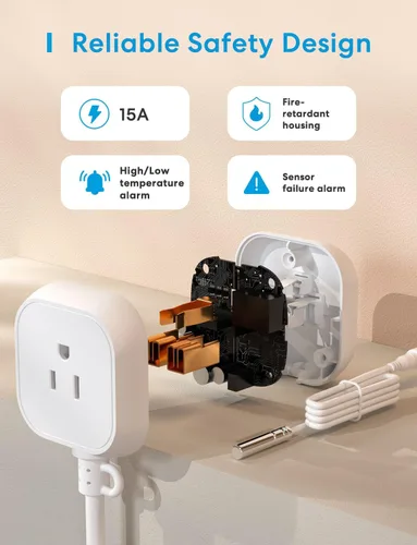 Vista 8 de meross Termostato Inteligente Controlador de Temperatura Wi-Fi Funciona con Apple Home, Alexa, Google Home, SmartThings Calefacción Refrigeración