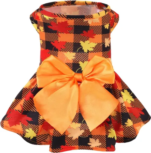 Vista 23 de PUPTECK Vestido estampado para perro, ropa para mascotas para el 4 de julio con lindo corbatín para cachorros, bandera, XS Estilo americano