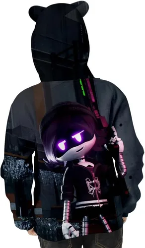 Vista 4 de Sudadera con capucha para niños, diseño de drones de asesinato con oreja, multicolor, para cosplay