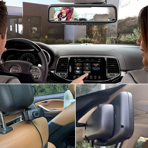 Vista 3 de 1080P HD - Monitor de espejo para bebé, cámara de coche de bebé con monitor de coche de bebé de 4.3 pulgadas, cámara de asiento trasero de coche