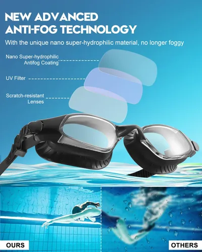 Vista 2 de Aegend Gafas de natación con tecnología antivaho mejorada, sin fugas, silicona suave para adultos, mujeres, hombres y jóvenes