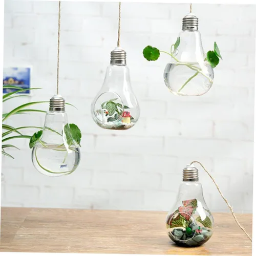 Vista 3 de Toddmomy Macetas redondas de cristal para colgar en la pared de las cuerdas de las macetas para las plantas de aire