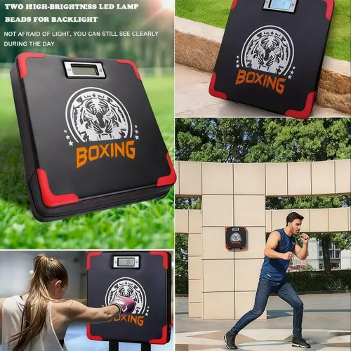 Vista 8 de Probador de fuerza de boxeo, que muestra fuerza y velocidad, una máquina perforadora con altura ajustable, una máquina colgante de pared de boxeo