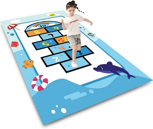 Vista 7 de Hopscotch - Alfombra infantil para sala de juegos, divertida alfombra educativa y alfombras de área, alfombra antideslizante para aprendizaje