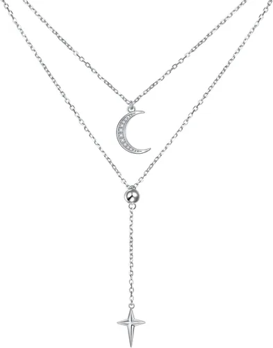 Vista 13 de Collares en Capas para Mujeres Plata de Ley S925 Gargantillas Collar para Mujeres Círculo/Corazón/Doble Círculo/Cruz/Estrella/Collar de Mal de Ojo