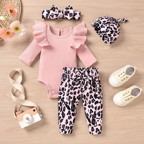 Vista 2 de fioukiay Ropa de bebé para niñas, conjuntos de mameluco acanalado para niños pequeños, conjuntos de ropa de otoño e invierno